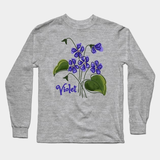 Violet Long Sleeve T-Shirt by Slightly Unhinged